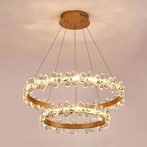 Miniatura 5 de Candelabros LED, candelabro, anillo de cristal de cristal, lámpara moderna y creativa para sala de estar, para cafetería, sala de estar, diámetro