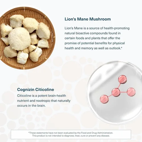 Miniatura 5 de Youtheory Lion's Mane Plus - Suplemento de hongos con Cognizin - Ofrece enfoque y apoyo cerebral* - 60 cápsulas vegetarianas