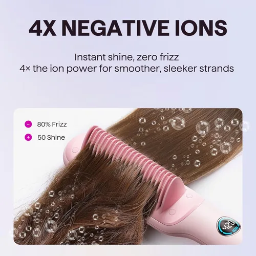 Miniatura 5 de Wavytalk Cepillo alisador de pelo, elegante cepillo de alisado iónico, peine alisador de cerámica antiquemaduras con pantalla LED para cabello súper