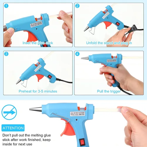 Miniatura 4 de Zhengmy 6 piezas de mini pistola de pegamento caliente, pistolas de fusión en caliente, precalentamiento rápido y gatillo fácil de apretar