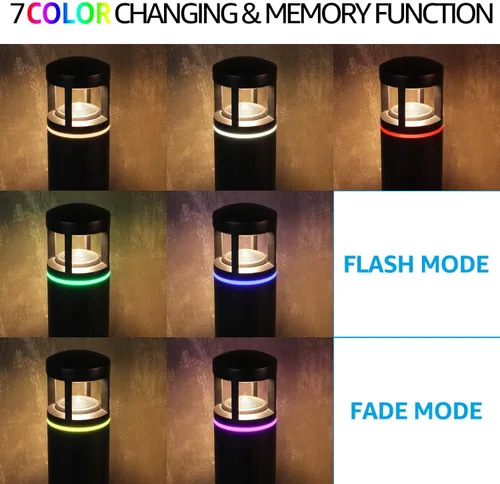 Miniatura 3 de LEONLITE Paquete de 8 luces LED RGB de bajo voltaje, bolardo LED de 12 V AC/DC, iluminación de camino de paisaje de 5 W, impermeable IP65, 7 cambios