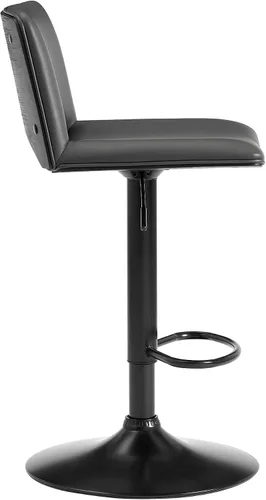 Miniatura 5 de Armen Living Thierry Taburete giratorio ajustable de piel sintética gris y metal negro