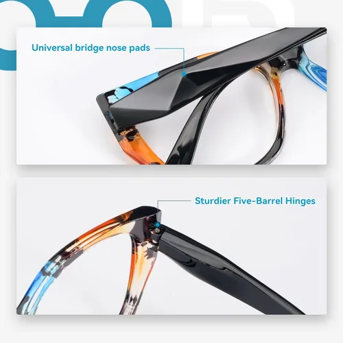 Miniatura 3 de Gafas de lectura Mujer Bloque de luz azul de gran tamaño Irregular Ojo de gato Marco