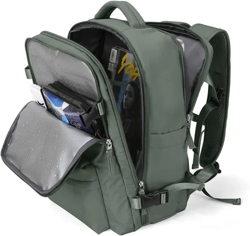 Miniatura 30 de WONHOX - Mochila grande, aprobada para vuelo, unisex, para viajes, trabajo, negocios o laptop, a1-Negro, Medium