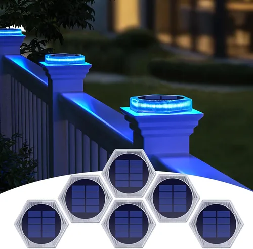 Miniatura 12 de YiLaie Luces Solares Azules para Muelle al Aire Libre Impermeables, Luces de Advertencia para Entrada Solares para Embarcaciones (Paquete de 4)