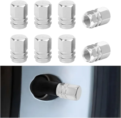 Miniatura 27 de Osilly Tapones de válvula de vástago de neumático de automóvil, 4 piezas de cubiertas de vástago de válvula de aleación de aluminio, resistentes a