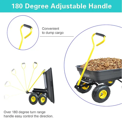 Miniatura 3 de Carrito de jardín Camión volquete con rueda de aire para jardines, granjas, etc (negro)
