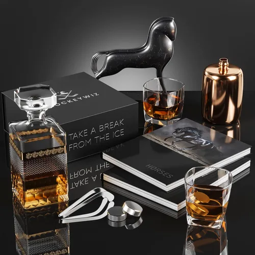 Miniatura 5 de Juego de piedras de whisky 7 piezas 4 piedras de whisky con forma de disco de hockey y gel refrigerante interior Pinzas en forma de palo