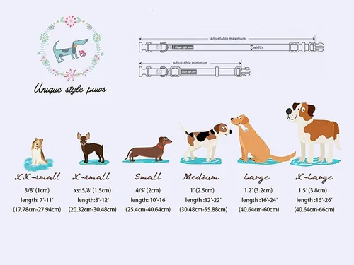 Miniatura 4 de Unique style paws Collar de perro con flor, collar de perro ajustable, patrón de flores, collar duradero para mascotas para perros pequeños, Flor