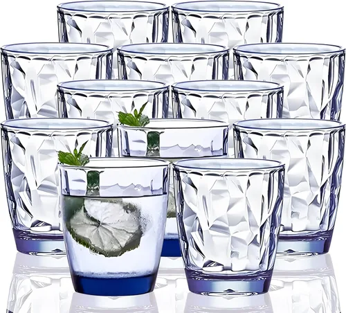 Vasos irrompibles de Tritan de 10 onzas, vasos de acrílico inastillables, sin BPA, vasos de plástico duro, reutilizables, para cocina, agua, juego