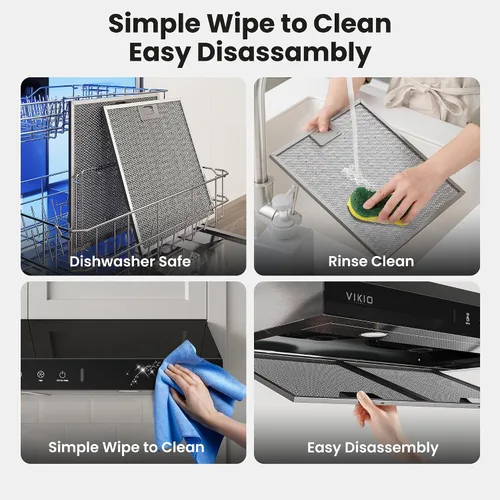 Miniatura 9 de VIKIO HOME Campana extractora para debajo del gabinete de 30 pulgadas, motor centrífugo dual de 900 CFM, ventilación de cocina con conductos de 3