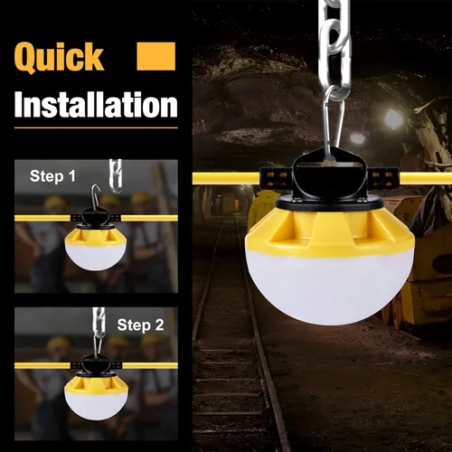 Miniatura 4 de Luces de cadena de construcción de 50 pies con jaula protectora, luces de trabajo LED de cadena impermeables IP65, luz diurna 5000K con cable 18AWG