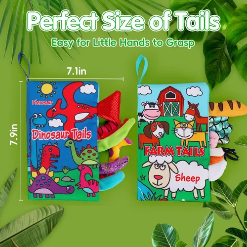 Miniatura 6 de 2 piezas de libros de bebé arrugados de alto contraste de 0 a 6 meses, juguetes sensoriales interactivos para bebés de 9 a 12 meses, actividades