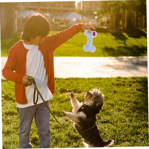 Miniatura 6 de ORFOFE Interactive Plush Squeaky Dog with Blue Heart Bone for Puppy Teething and Chewing Washable Sound for Dogs Stimulates Intelligence and