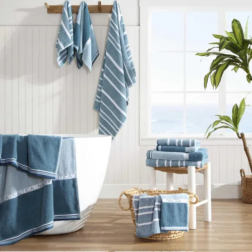 Miniatura 4 de Nautica - Toallas de baño, toallas de algodón de felpa 100% suaves y absorbentes con bucles de hilo teñido, toallas de baño de peso medio