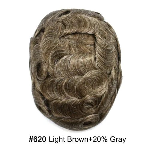 Miniatura 55 de Toupee Hair Piece For Men 100% Real Human Hair System Natural Looking Hairpieces For Men Hair Units Protesis Capilar Para Hombre 8''X10'' #610#6