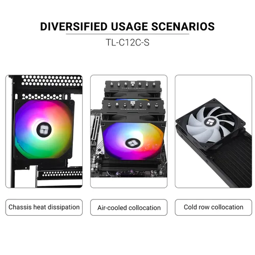 Miniatura 6 de Thermalright TL-C12C-S Ventilador de CPU de 120mm ARGB para Caja Enfriador, Ventilador Silencioso de Computadora PWM de 4 Pines con Rodamiento S-FDB