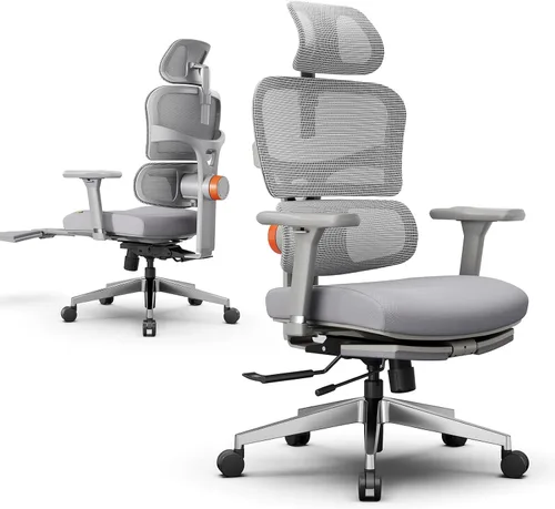 Newtral Silla de oficina ergonómica con soporte lumbar de seguimiento automático, reclinable de 136°, silla de escritorio para computadora con Gris