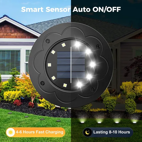 Miniatura 3 de Brightown Luces Solares Exteriores Impermeables, 12 Paquetes de Luces LED Solares Empotradas para Patio, Jardín, Césped, Terraza, Exterior, Sendero