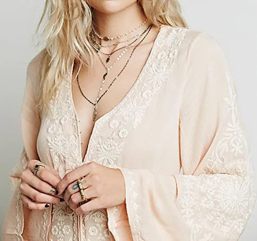Miniatura 4 de R.Vivimos - Vestido asimétrico de algodón bordado para mujer