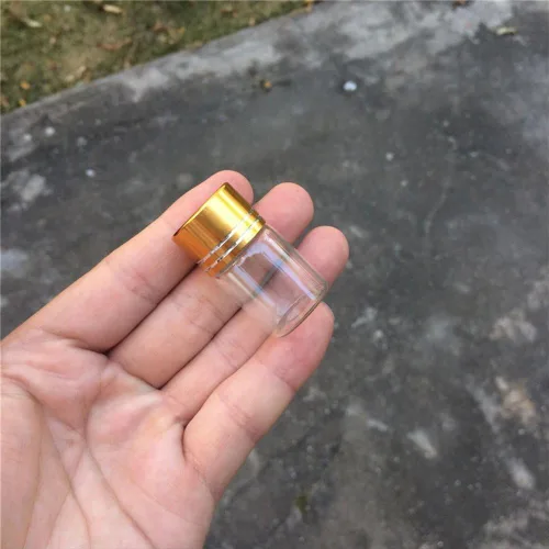 Miniatura 6 de 24 botellas de cristal de 0.2 fl oz con tapas de rosca de aluminio dorado vacías aceite esencial azafrán píldora polvo líquido joyería frascos