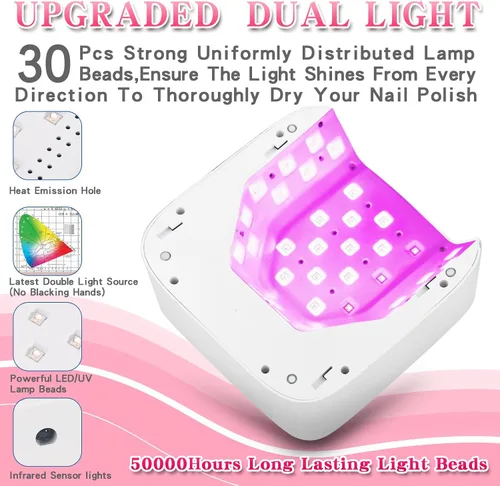 Miniatura 2 de Lámpara de uñas recargable LED UV, secadora de uñas inalámbrica para esmalte de gel, lámpara de uñas UV con 4 ajustes de temporizador y pantalla
