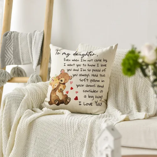 Miniatura 5 de AVOIN colorlife Funda de almohada con texto en inglés «To My Daughter», 16 x 16 pulgadas, regalo de Navidad, para damas, niñas, cumpleaños, de mamá