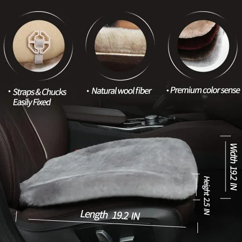 Miniatura 3 de LLB Fundas de asiento de asiento de automóvil de oveja genuina para automóviles, camiones, SUV, almohadilla protectora de asiento cómoda para Gris