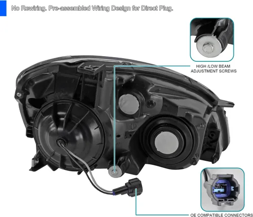 Miniatura 5 de SPEC-D TUNING Jdm - Faros delanteros transparentes negros con reflector ámbar, compatible con Nissan Altima L+R 2002-2004