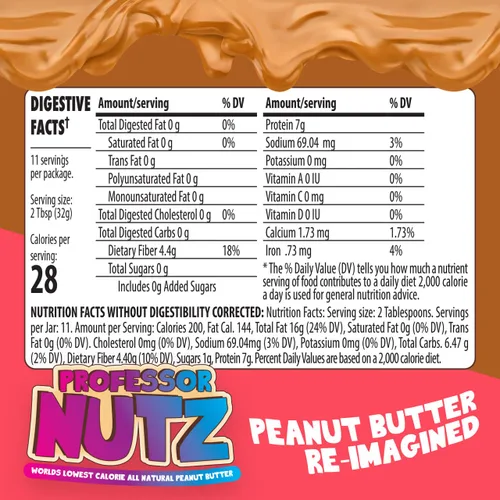 Miniatura 2 de Professor Nutz Mantequilla de maní orgánica, baja en calorías, mantequilla de nuez, mantequilla de maní natural, fibra natural, maní saludable, gran