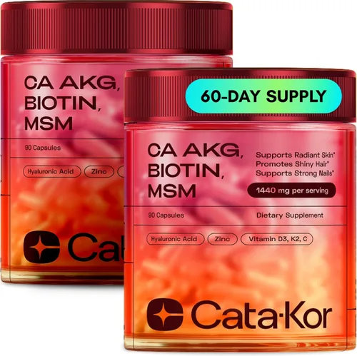 Miniatura 13 de Cata-Kor Vitaminas para el cabello, la piel y las uñas para mujeres, suplemento capilar con biotina y colágeno, ácido hialurónico, calcio AKG, MSM