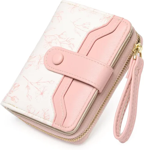 Miniatura 11 de GAEKEAO Cartera para mujer delgada y fina con bloqueo RFID, de cuero con flores, tarjetero plegable, cartera larga para damas con bolsillo