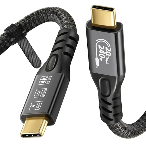 Miniatura 13 de Cable USB C 3.2 Gen 2X2 20Gbps, tipo C 4K a 60Hz UHD Video 5A/240W PD3.1 Carga rápida con E-Marker Compatible con Thunderbolt 3/4 MacBook Pro