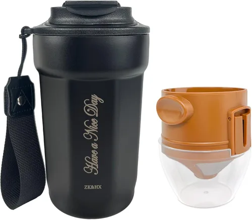 Miniatura 6 de ZK&HX LIFE Cafeteras para acampar de 13 onzas, gotero portátil para verter sobre café, para viajes, camping, oficinas, mochileros, infusor de té