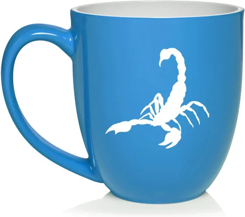 Miniatura 7 de Daylor Taza de café de cerámica Scorpion, regalo para ella, él, amigo, compañero de trabajo, esposa, esposo (11 onzas, azul)