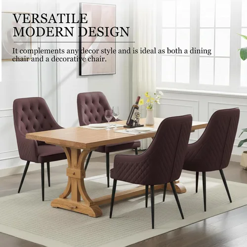 Miniatura 7 de Juego de 2 sillas de comedor modernas, tapizadas de piel sintética, sillas de comedor, sillas de cocina, silla con brazo copetudo con patas de metal