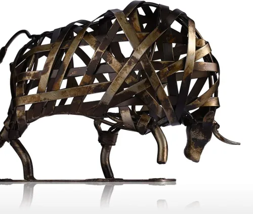 Miniatura 3 de Tooarts Metal escultura moderna hierro trenzado ganado hogar hecho a mano estatua artesanía
