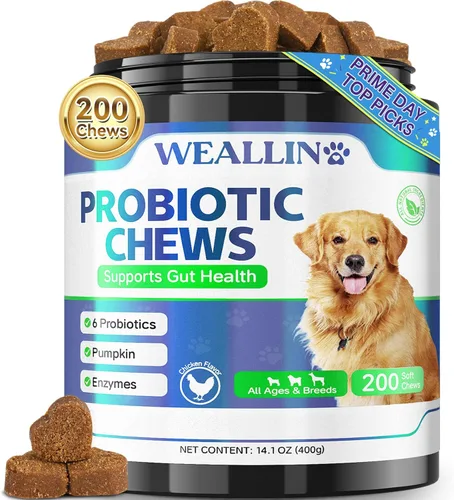 200 PCS Probióticos para Perros - Masticables Probióticos para Perros para la Salud Intestinal, Apoyo Digestivo y Alivio de Picazón en la Piel,