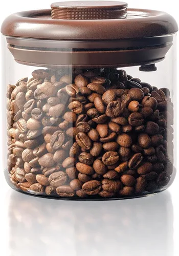 Miniatura 9 de Recipiente de vidrio para café molido hermético de 10 oz – Bote de café molido con tapa Pop Top y válvula de CO₂, recipiente de granos de café