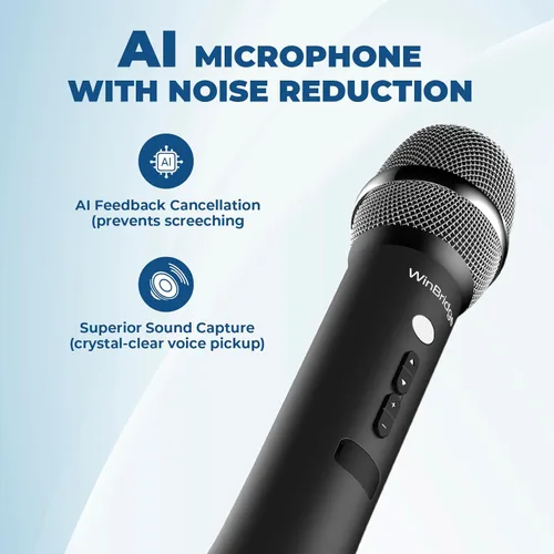 Miniatura 3 de Amplificador de voz inalámbrico Bluetooth, micrófono profesional inteligente con cancelación de ruido, micrófono de mano/escritorio de 15W con 3