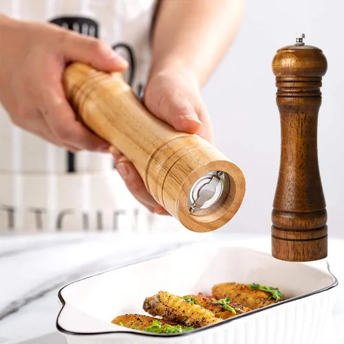 Miniatura 4 de Juego de molinillo de pimienta de madera, molinillo de sal y pimienta, molinillos manuales sólidos con molinillos de cerámica ajustables fuertes, 2