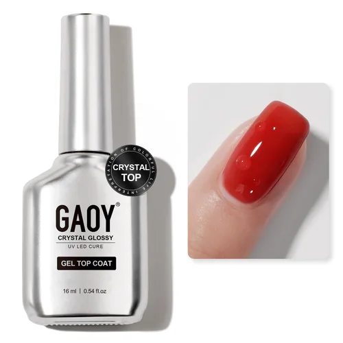 Miniatura 9 de GAOY Juego de 2 capas base y capa base de gel vidrioso de 0.6 fl oz, combinación de base para esmalte de uñas curado con luz UV Capa superior de gel