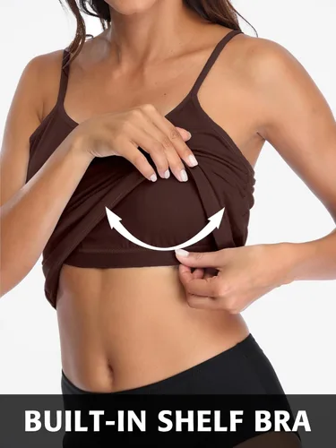 Miniatura 121 de Camisa Attraco de algodón, con tirantes estilo espagueti, con brasier incorporado, 2 paquetes, para mujer