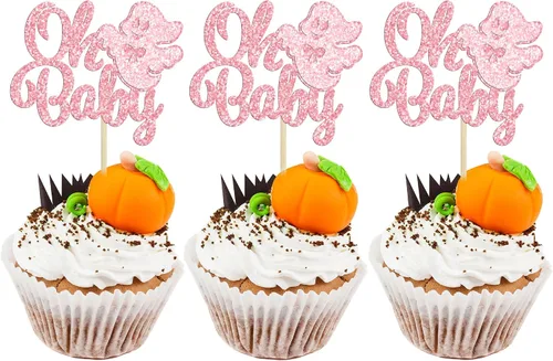 Miniatura 9 de Gyufise 24 adornos de Halloween para cupcakes con purpurina negra para dulce o truco de Halloween, decoraciones para baby shower, niños y niñas