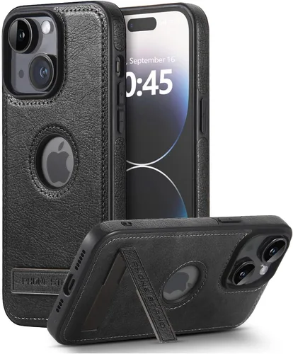 Miniatura 14 de Funda de cuero para iPhone 13 Pro, funda protectora delgada con función atril a prueba de golpes, soporte invisible integrado compatible con iPhone