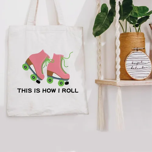 Miniatura 7 de POFULL Bolsa de maquillaje para amantes del patinaje sobre ruedas, así es como me rollo bolsa de cosméticos Bolsa de asas para patinadora