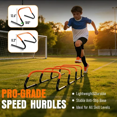 Miniatura 5 de Agility Ladder, Soccer Football Training Equipment Set - 20ft Speed Ladder, 4 Hurdles,Parachute, 12 Cones & Jump Rope Agility & Speed Training for