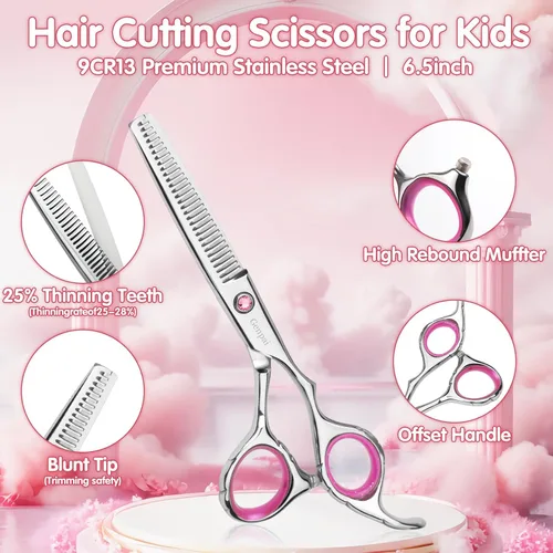 Miniatura 3 de Kit de tijeras de corte de pelo de punta redonda de seguridad para niños, hombres, mujeres y uso en salones, tijeras profesionales de peluquería