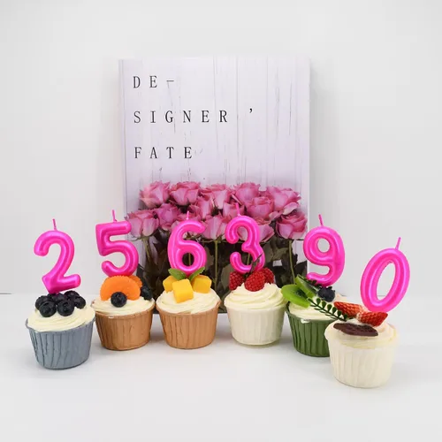 Miniatura 3 de DERVENTA Vela con números de 2.36 pulgadas, decoración perfecta para cumpleaños, brunch, postre, pastel, 1 pieza (número 0 rosa)
