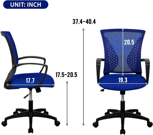 Miniatura 3 de Silla ergonómica de escritorio, silla de oficina, silla de computadora de malla, respaldo medio, giratoria, ajustable, con soporte lumbar